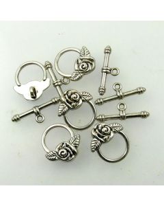 Tibetan Toggle Clasp (Pack 5) Silver Finish