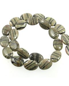 Black Veined Jasper 18x13mm Oval Beads