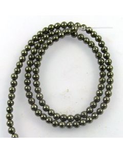 Pyrite 4mm Round Beads