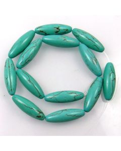Turquoise (Reconstituted) 29x10mm (Approx) Long Rice Beads