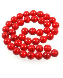 Turquoise (Reconstituted Dyed Red) 10mm Round Beads