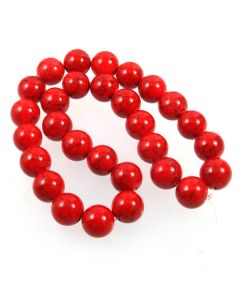 Turquoise (Reconstituted Dyed Red) 14mm Round Beads