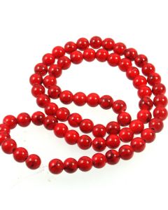 Turquoise (Reconstituted Dyed Red) 6mm Round Beads