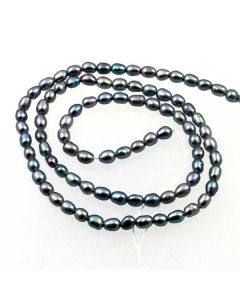 Natural Freshwater Rice Pearl Silver/Grey Peacock 3-4mm