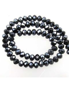 Black/Grey Faceted Glass Beads 6x8mm RONDELLE (approx 72 beads)