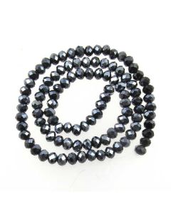 Black/Grey Faceted Glass Beads 4x6mm RONDELLE (approx 100 beads)