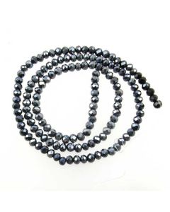 Black/Grey Faceted Glass Beads 3x4mm RONDELLE (approx 140 beads)