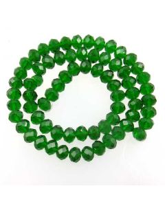 Dark Green Faceted Glass Beads 6x8mm RONDELLE (approx 72 beads)