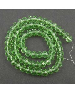 Peridot Green Faceted Glass Beads 6x8mm RONDELLE (approx 72 beads)