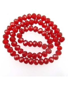 Deep Red Faceted Glass Beads 6x8mm RONDELLE (approx 72 beads)