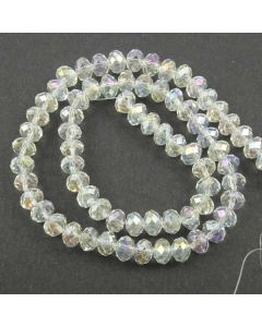 White AB  Faceted Glass Beads 6x8mm RONDELLE (approx 72 beads)