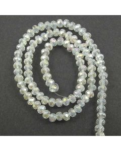 White AB  Faceted Glass Beads 4x6mm RONDELLE (approx 100 beads)