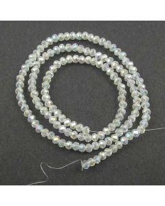 White AB  Faceted Glass Beads 3x4mm RONDELLE (approx 140 beads)