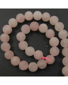 Rose Quartz 12mm FROSTED Round Beads