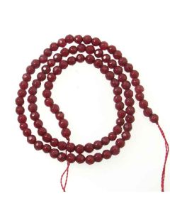 Jade (Ruby) Dyed 4mm Faceted Round Beads