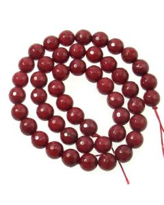 Jade (Ruby) Dyed 8mm Faceted Round Beads