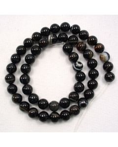 Black Sardonyx 7.5-8mm Round Beads