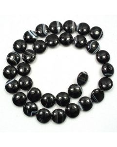 Black Sardonyx 12mm Coin Beads