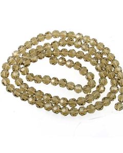 Smoky Quartz Faceted Glass Beads 6mm ROUND (approx 100 beads)