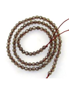 Smoky Quartz 4mm Faceted Round Beads