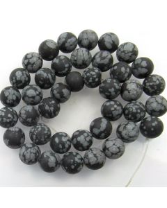 Snowflake Obsidian 10mm FROSTED Round Beads