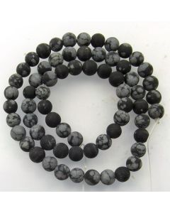 Snowflake Obsidian 6mm FROSTED Round Beads