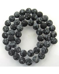 Snowflake Obsidian 8mm FROSTED Round Beads