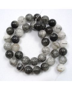 Tourmalinated Quartz 9.5-10.5mm Round Beads