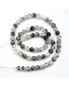 Tourmalinated Quartz 6-6.5mm Round Beads