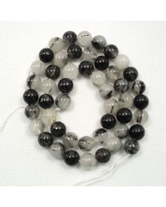 Tourmalinated Quartz 7.5-8-5mm Round Beads