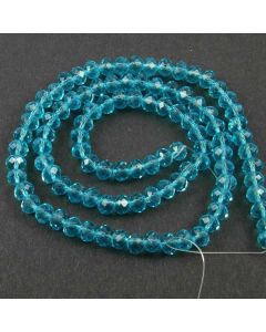 Turquoise Blue Faceted Glass Beads 4x6mm RONDELLE (approx 100 beads)