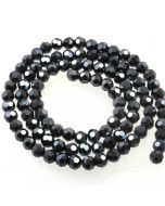 Black/Grey Faceted Glass Beads 6mm Round