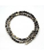 Black Veined Jasper 4mm Round Beads