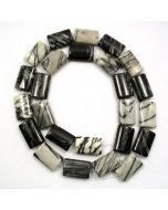 Black Veined Jasper 13x18mm Pillow Beads