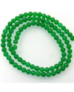 Malay Jade (Dyed Bright Emerald Green Quartzite) 4mm Round Beads