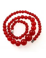 Malay Jade (Dyed Deep Red Quartzite) Graduated Round Beads