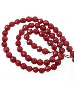 Jade (Ruby) Dyed 6mm Faceted Round Beads