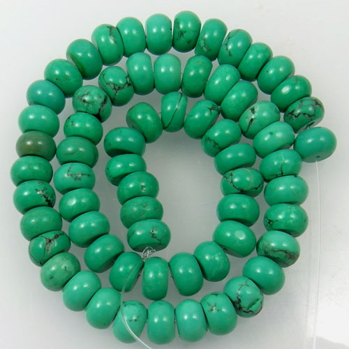 Hubei Province Turquoise (Stabilised) 10x6mm Rondelle Beads